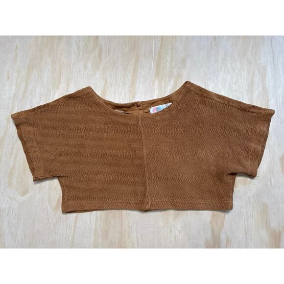 Free People beach X revolve changing tides soft knit cropped shirt size M - Picture 1 of 7